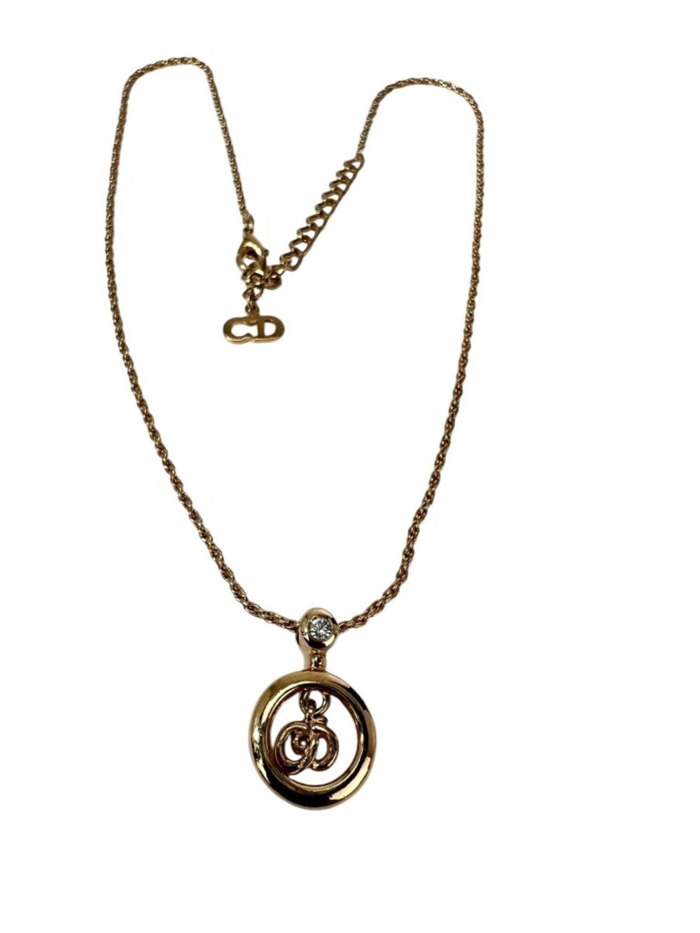 Christian Dior Crystal Diamond Pendant Necklace